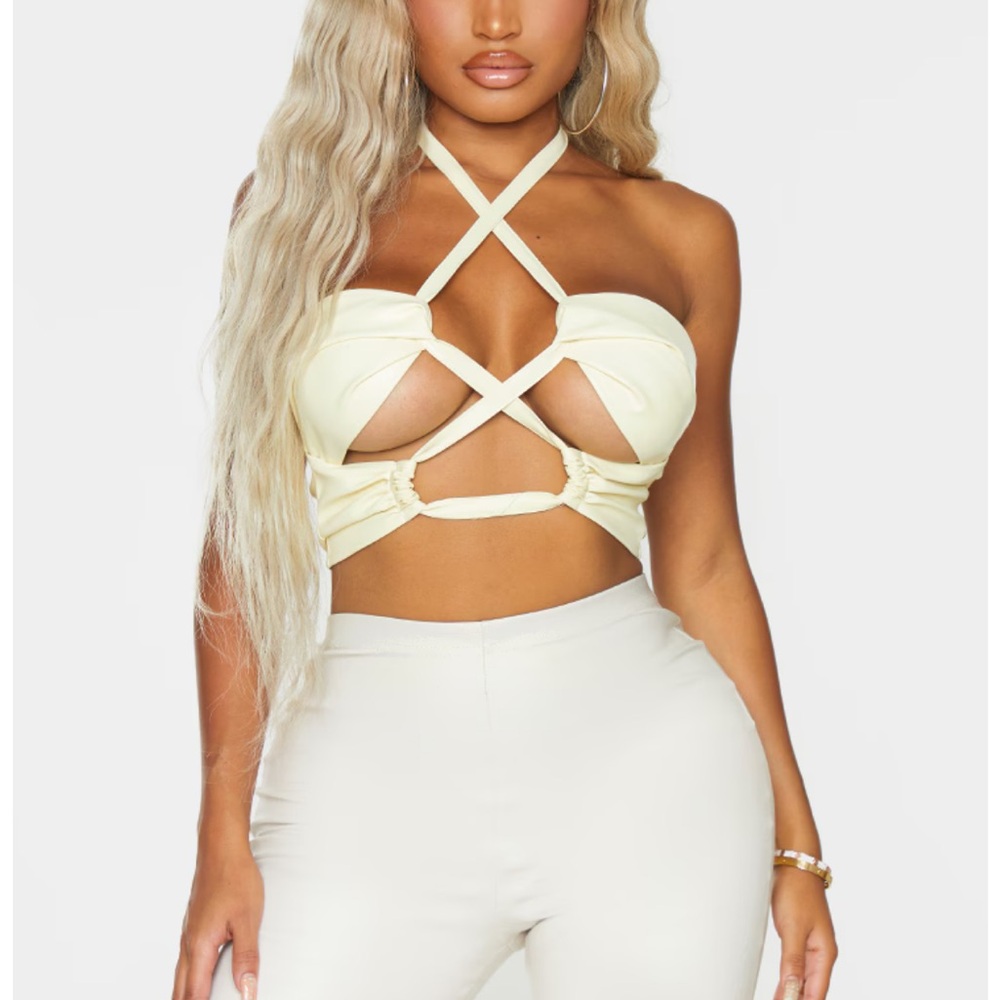 NWT Cream Cutout Halter Top